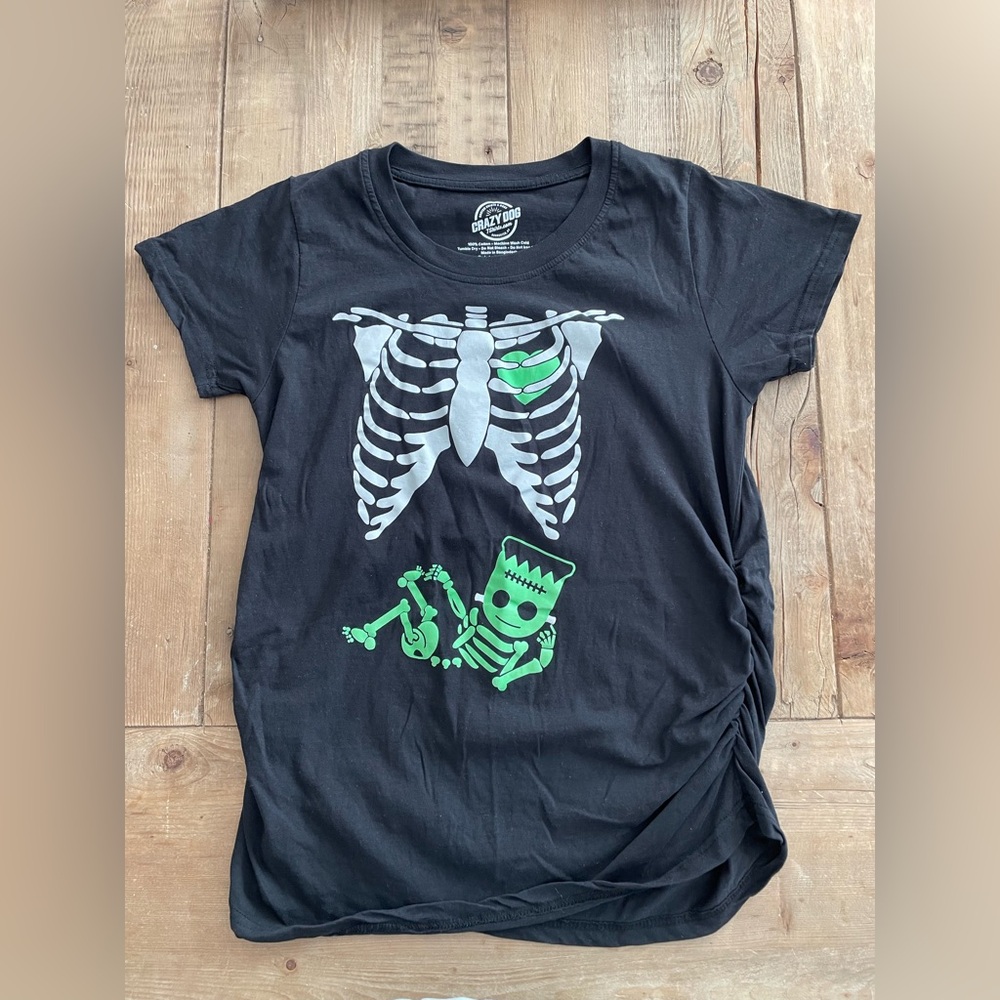 Maternity - Skeleton Halloween Black T-Shirt